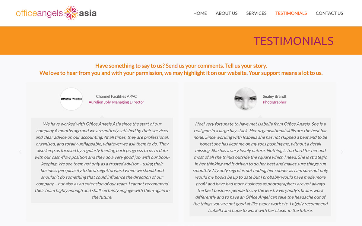 Testimonial — Office Angels Asia